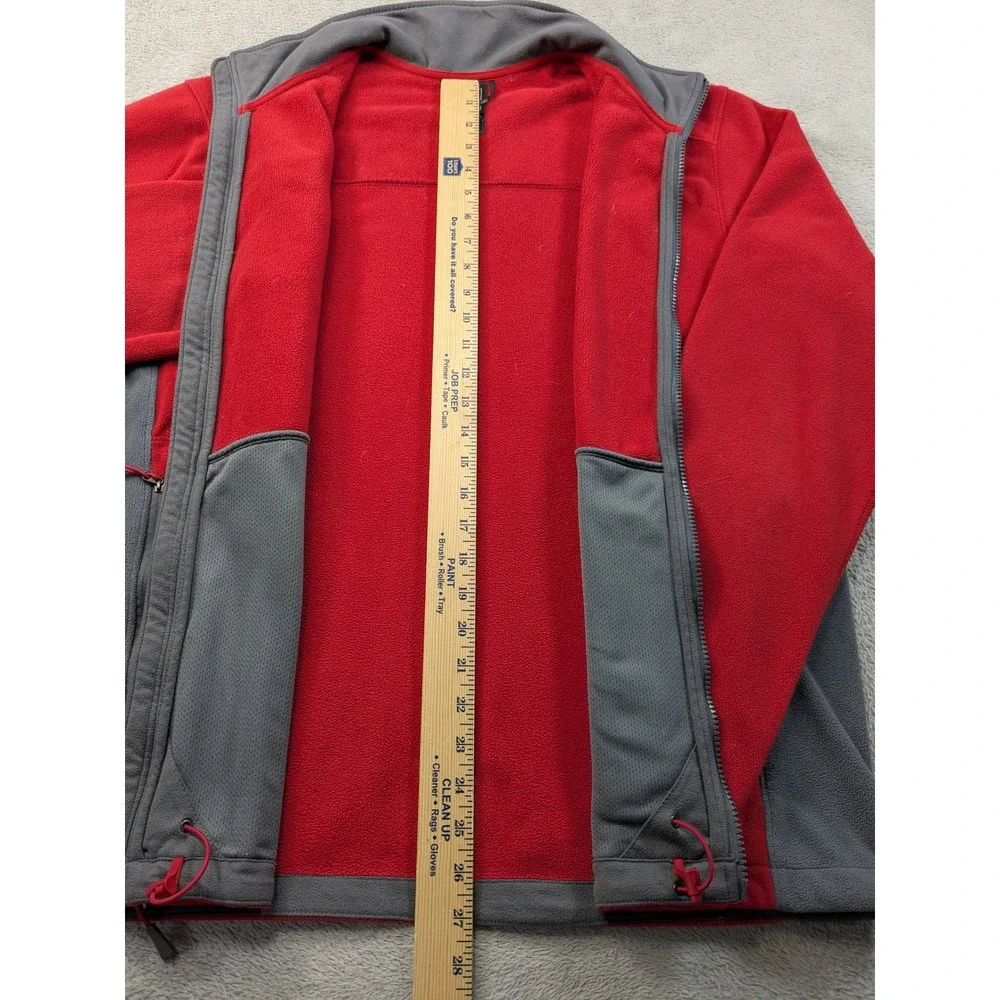 The North Face Mens Full Zip Fleece Jacket Red Gray Large TKA 100 Hiking Coat